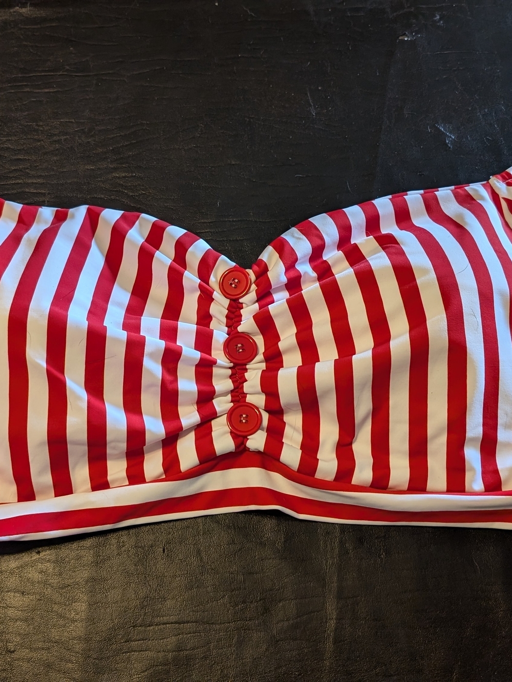 Plus Size Red & White Striped Swimsuit Top